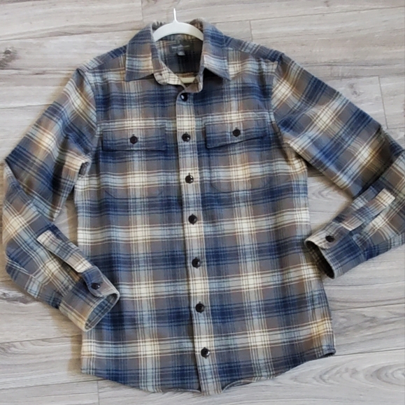 L.L. Bean Signature Chamois Cloth Flannel Shirt, Slim Fit, Plaid, S/T, EUC - Picture 1 of 15